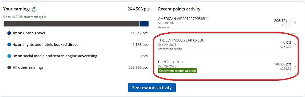 The Edit Credit Applied