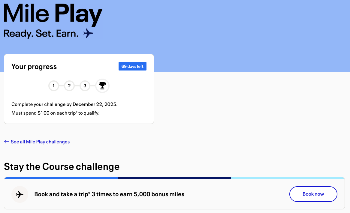 United Mile Play 5k miles 3 flights 100 each