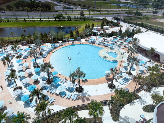 Univeral Terra Luna Hotel Pool view Epic Universe Image Credit Chris Hassan