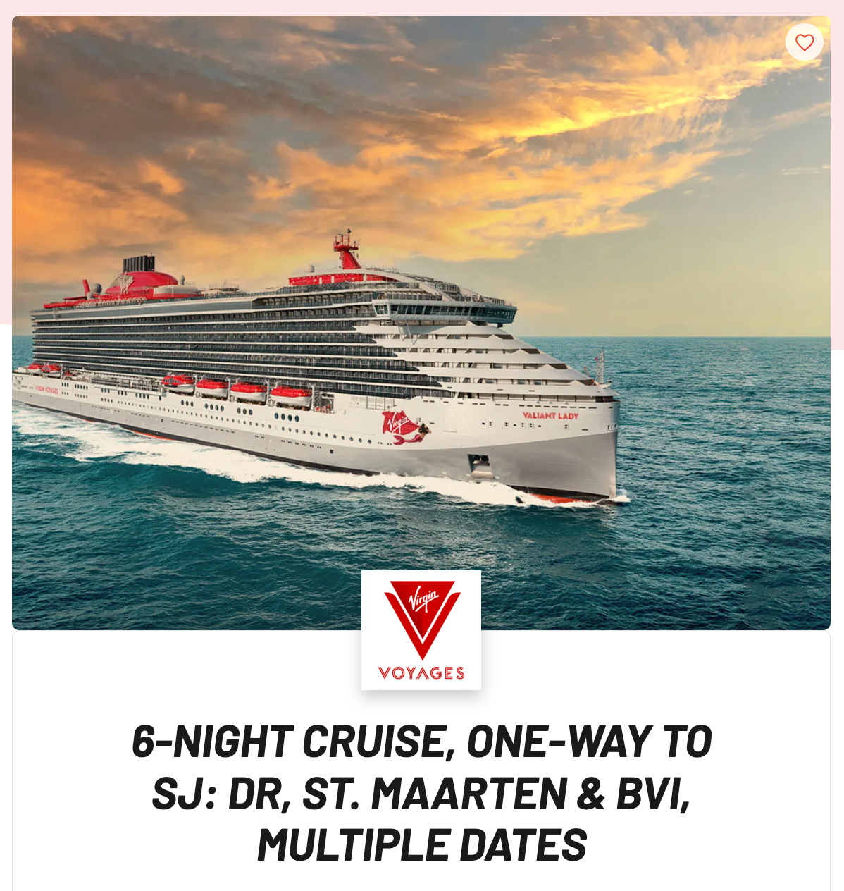 Virgin Voyages 6 nights 160k points