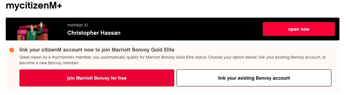 link citizenM to Marriott Bonvoy