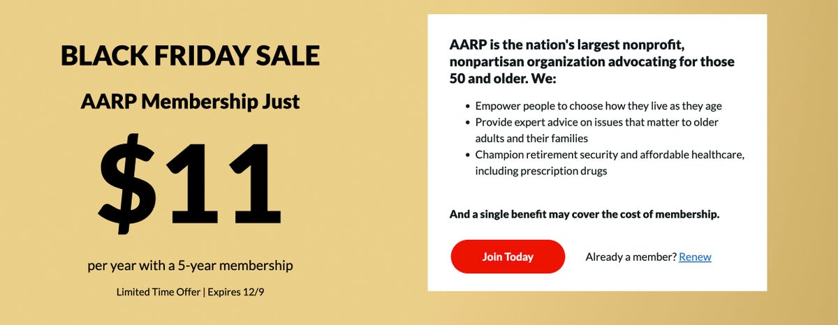 AARP Labor Day 2025 AARP Black Friday sale