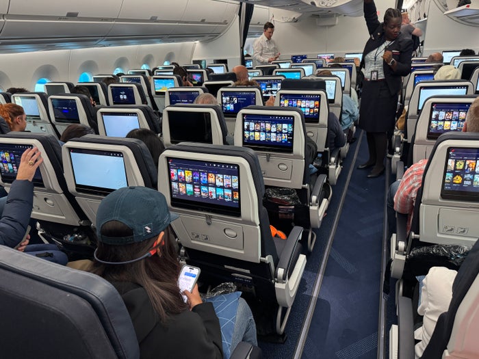 Air France A350 900 IAH CDG economy economy from rear Air France A350 900 IAH CDG economy economy from rear