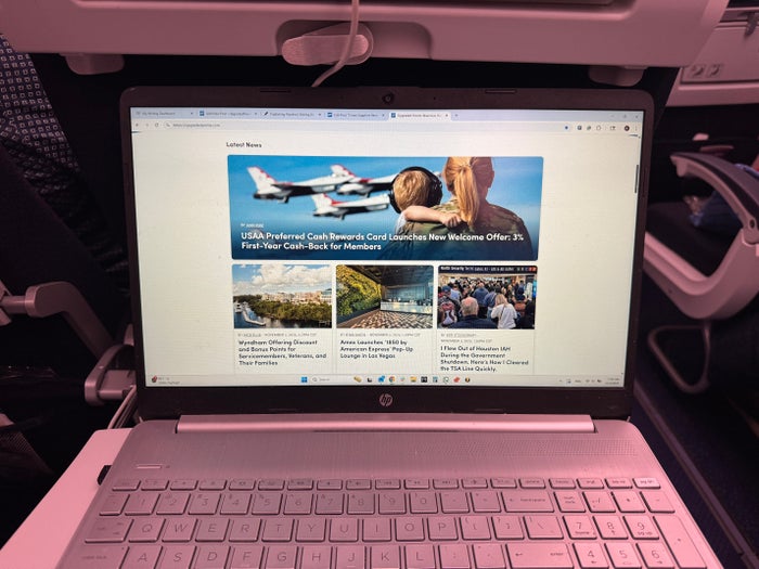 Air France A350 900 IAH CDG economy laptop on tray Air France A350 900 IAH CDG economy laptop on tray