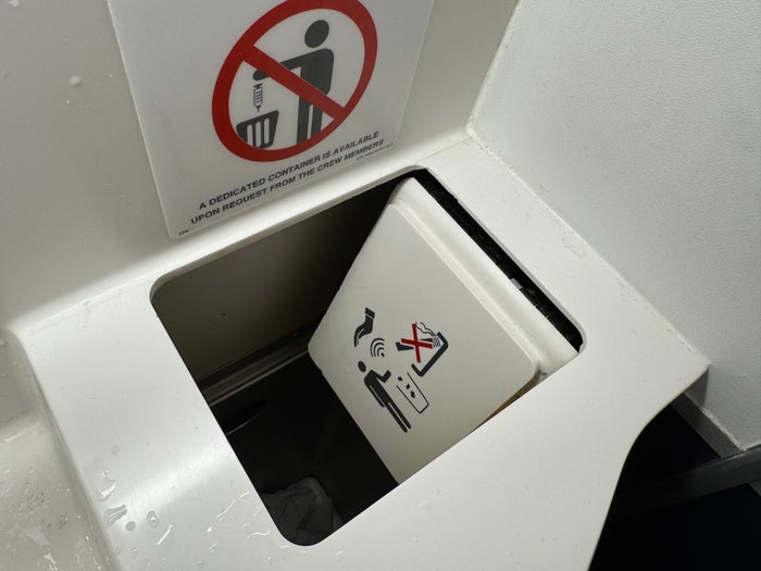 Air France A350 900 IAH CDG economy lavatory automated trash Air France A350 900 IAH CDG economy lavatory automated trash