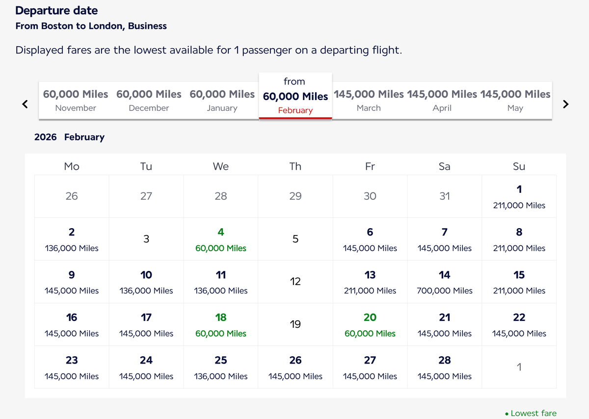 Air France Updated Award Calendar