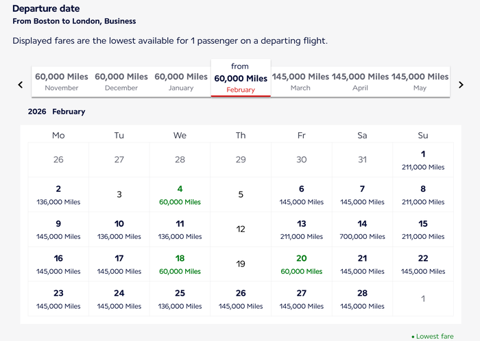 Air France Updated Award Calendar Air France Updated Award Calendar