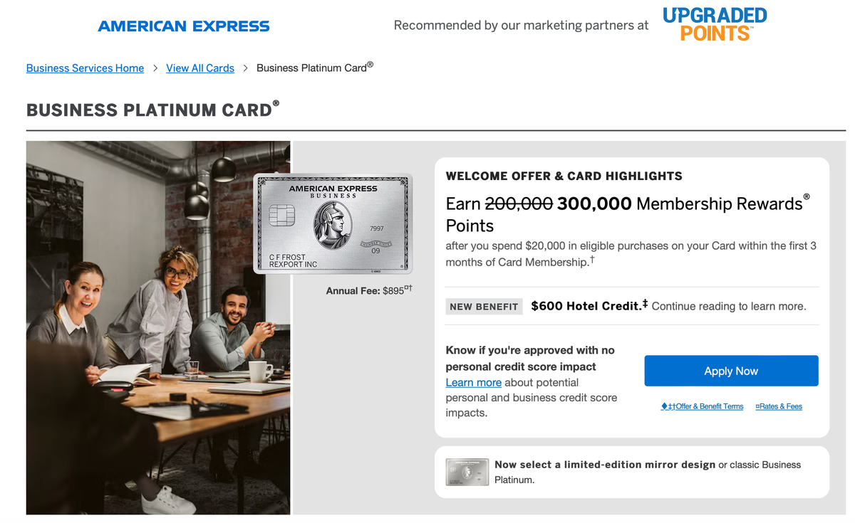 Amex Business Platinum 300k Sign Up Bonus