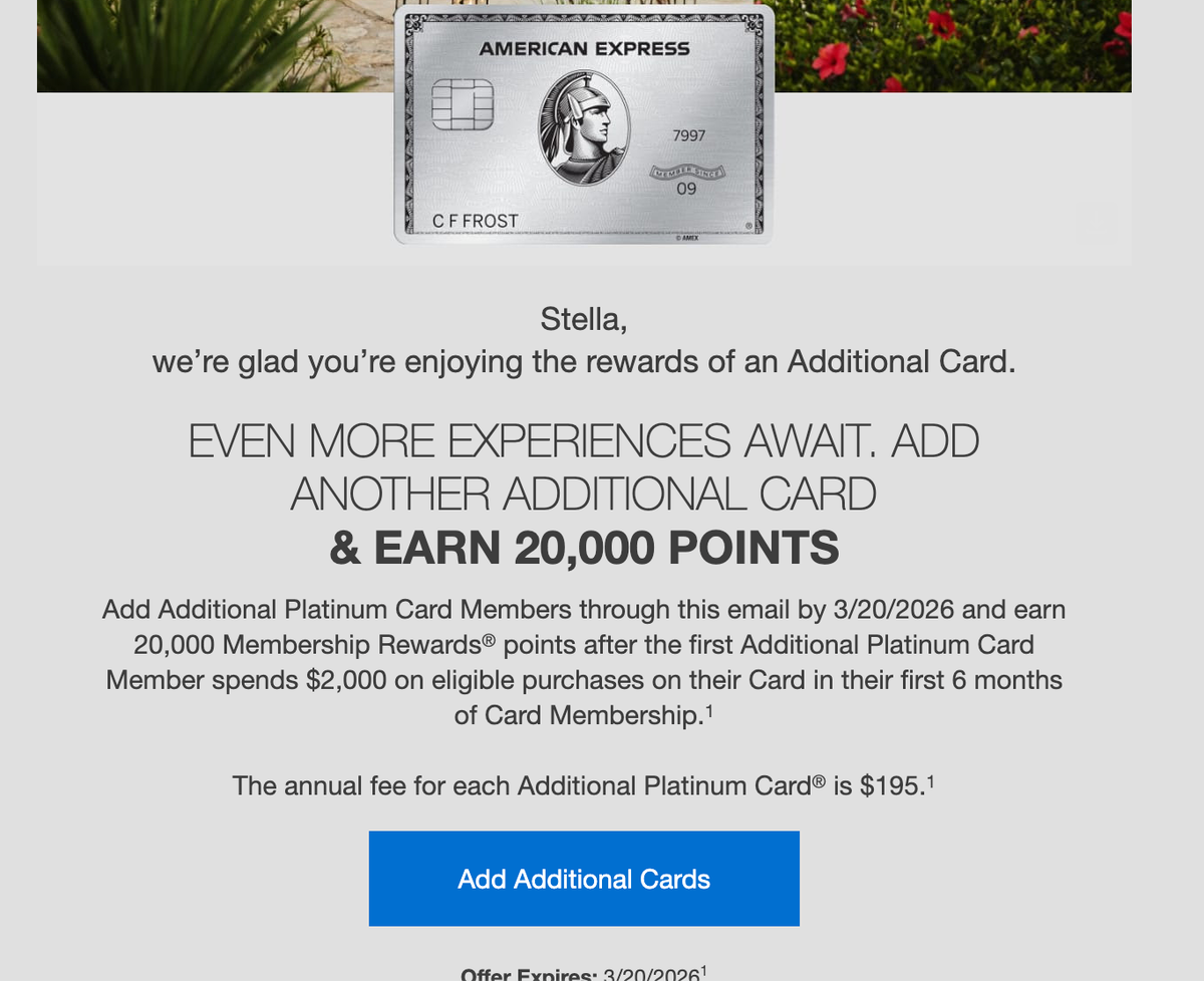 Amex Platinum Add Card User