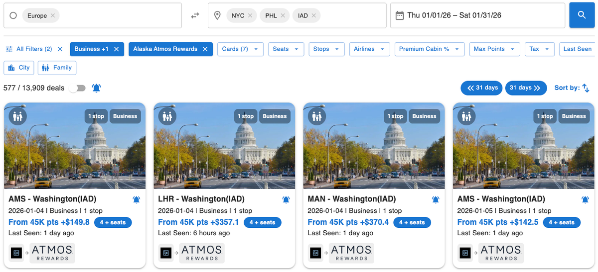 AwardTool Alaska Atmos Rewards Deals Page