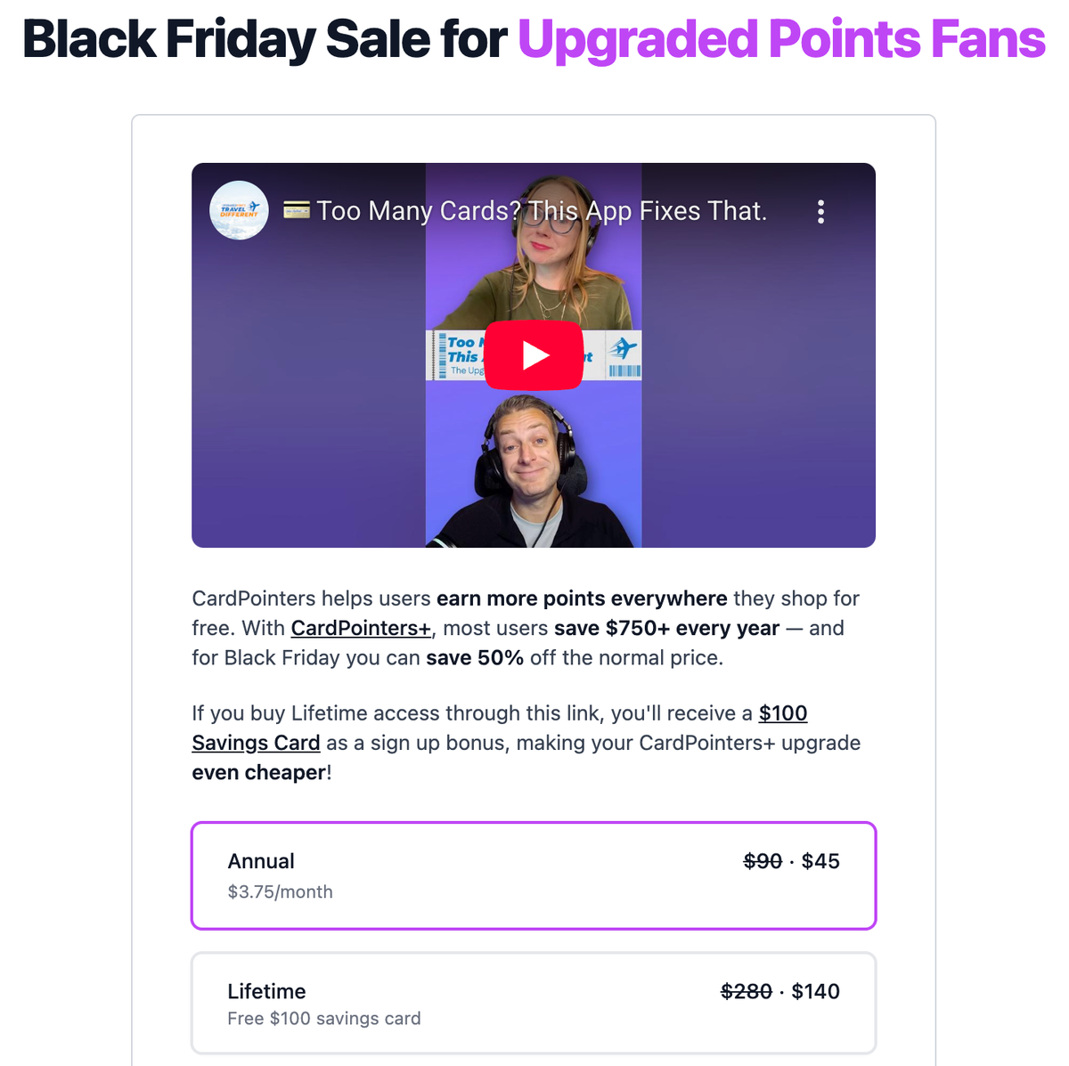 CardPointers Black Friday Sale