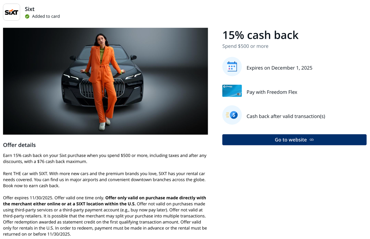 Chase Offer SIXT November 2025 Chase Offer SIXT November 2025