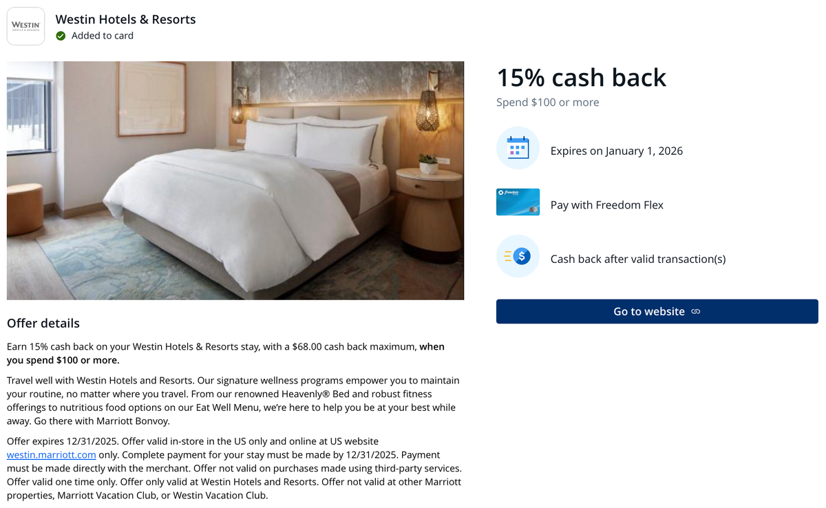 Chase Offer Westin November 2025