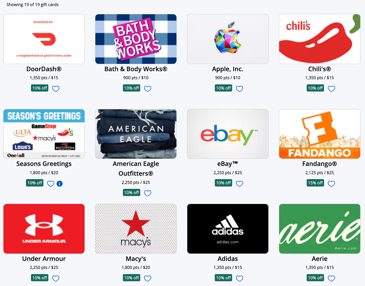 Chase gift card 10 15 discount November 2025