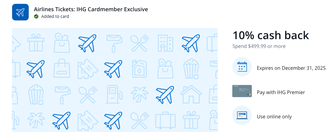 Chase offer ihg cards flight cash back