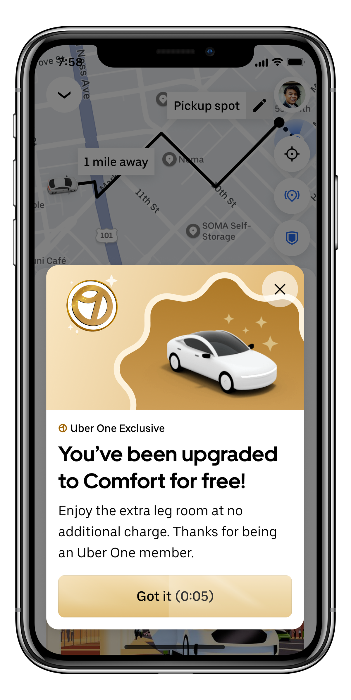 Complimentary Upgrades Uber app