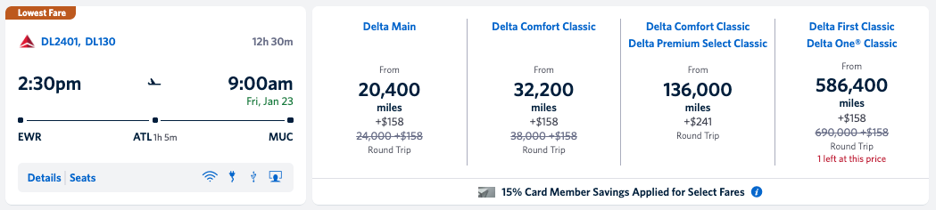 Delta SkyMiles sale November 2025 JFK MUC