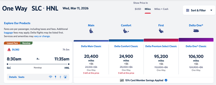 Delta TakeOff 15 discount SLC HNL Delta TakeOff 15 discount SLC HNL