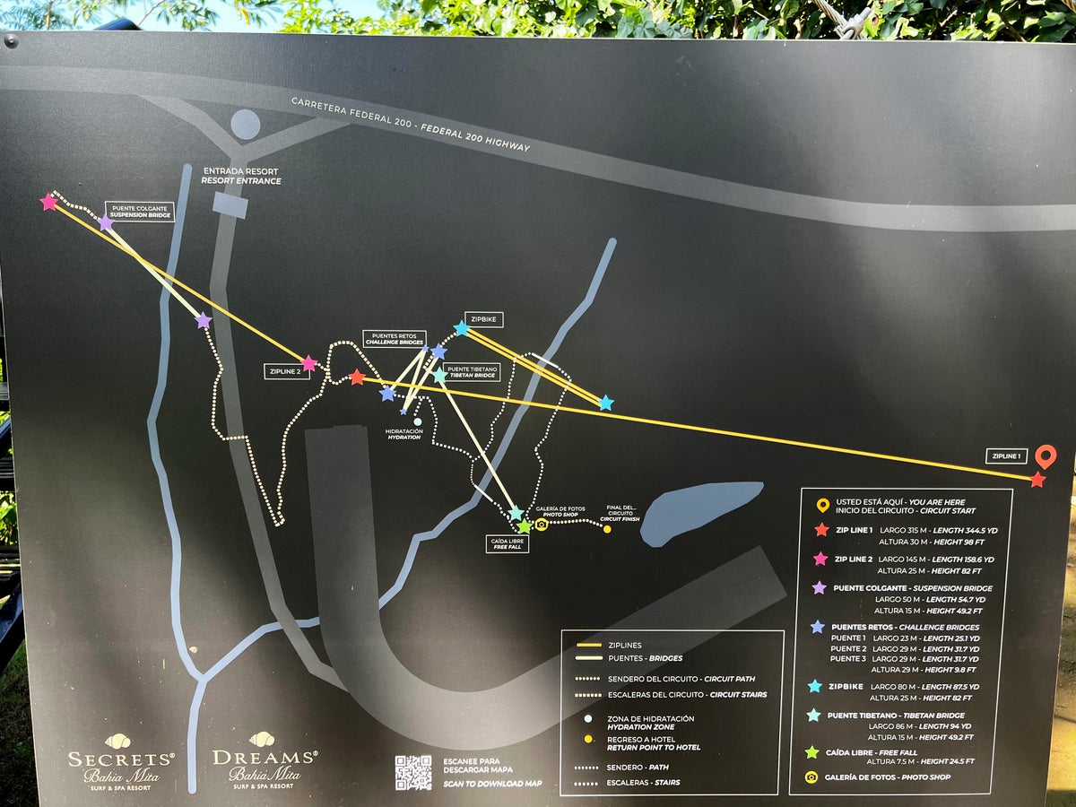 Dreams Bahia Mita zip line map