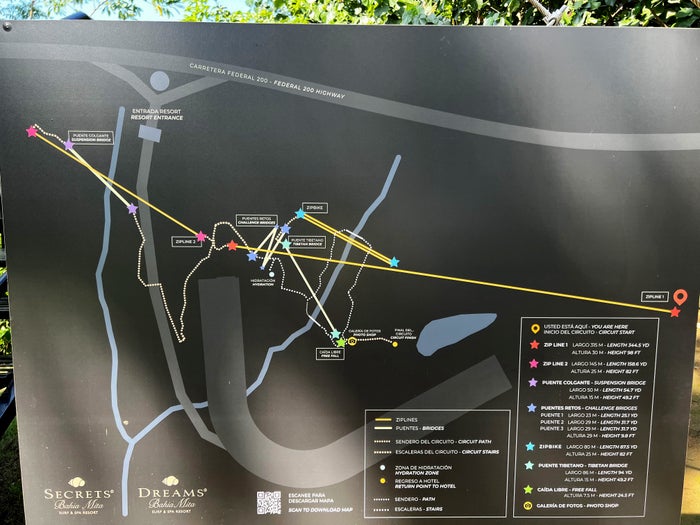 Dreams Bahia Mita zip line map