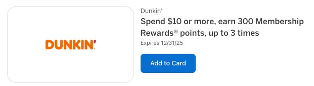 Dunkin Amex Offer