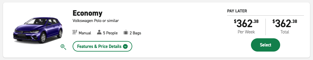 Enterprise rental car price in Zurich