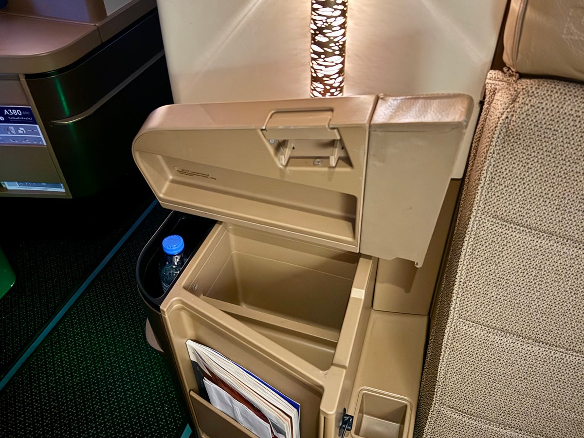 Etihad A380 Business Class storage area Etihad A380 Business Class storage area