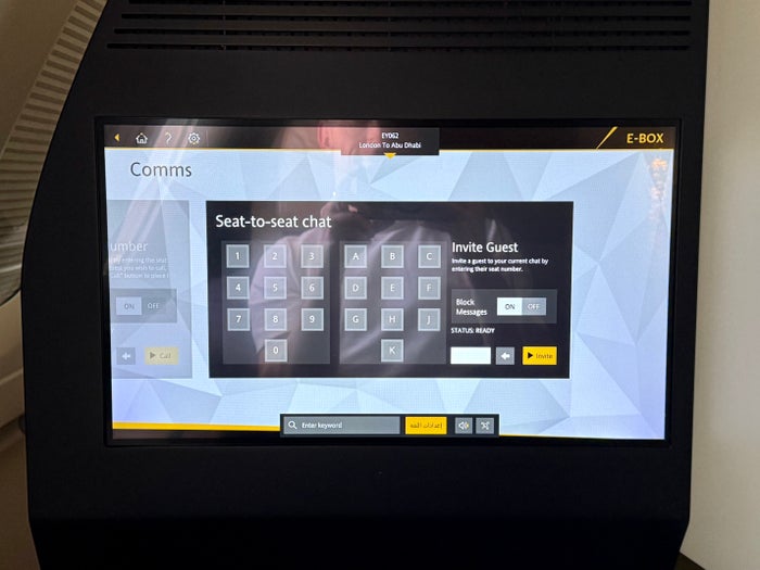 Etihad Business Class IFE Etihad Business Class IFE