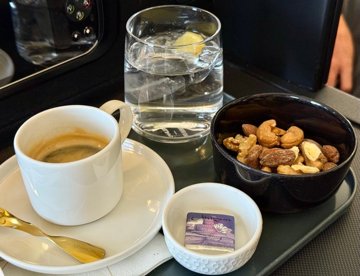 Etihad Business Class first drink Etihad Business Class first drink