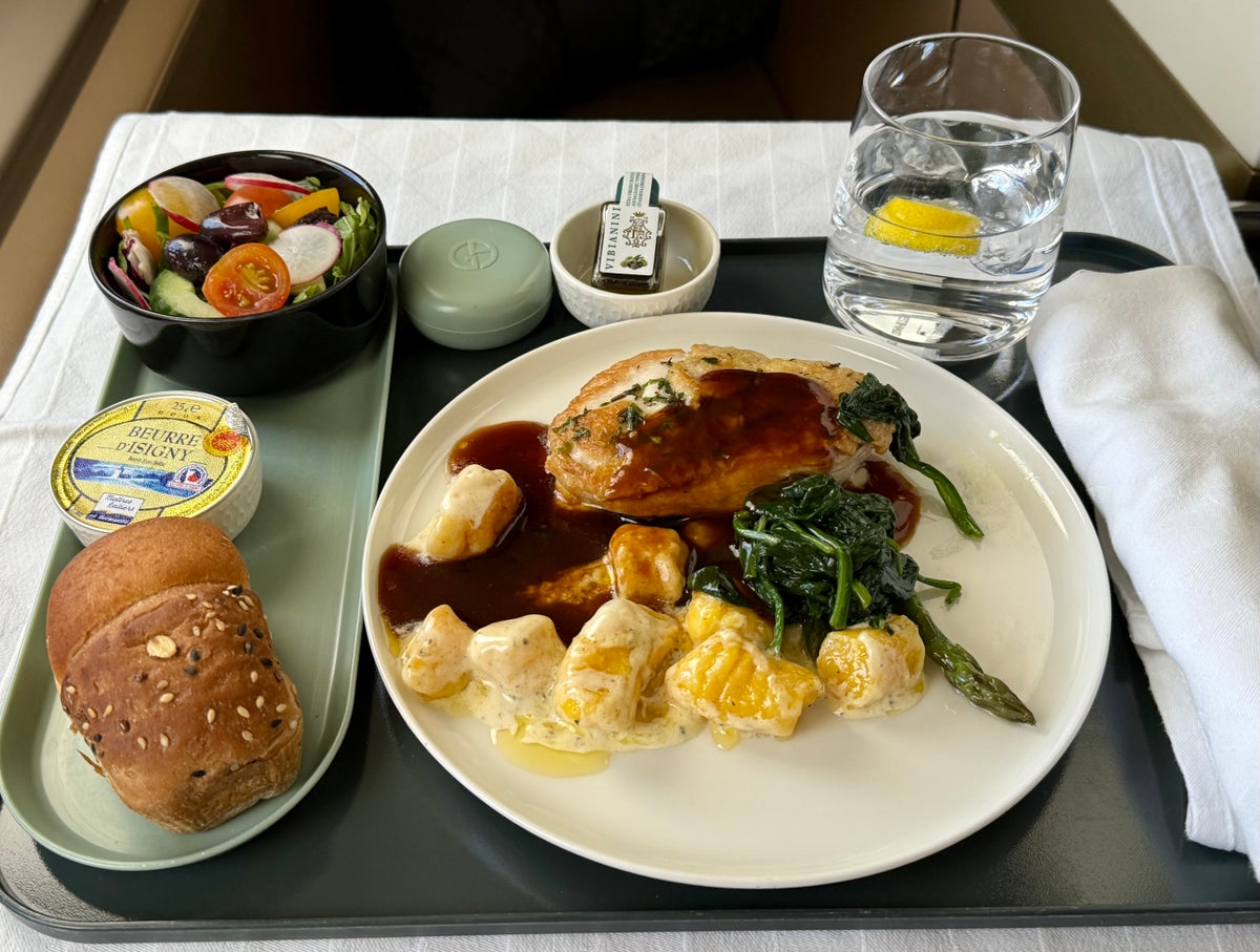 Etihad Business Class main meal Etihad Business Class main meal