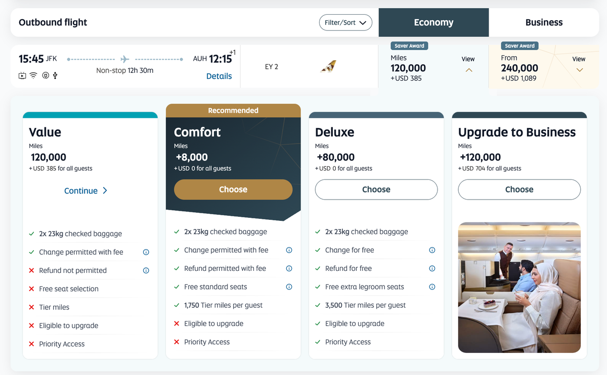 Etihad Guest bundled redemptions