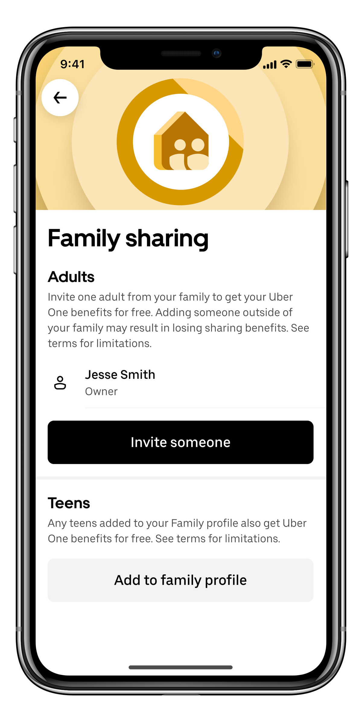 Family Sharing Uber app