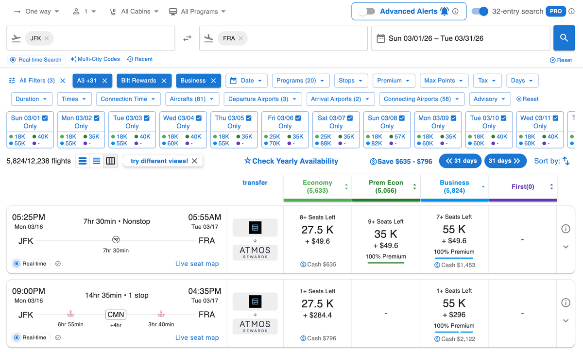 Filtered AwardTool Search Results