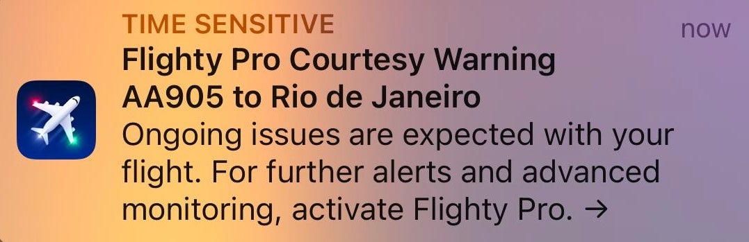 Flighty courtesy warning