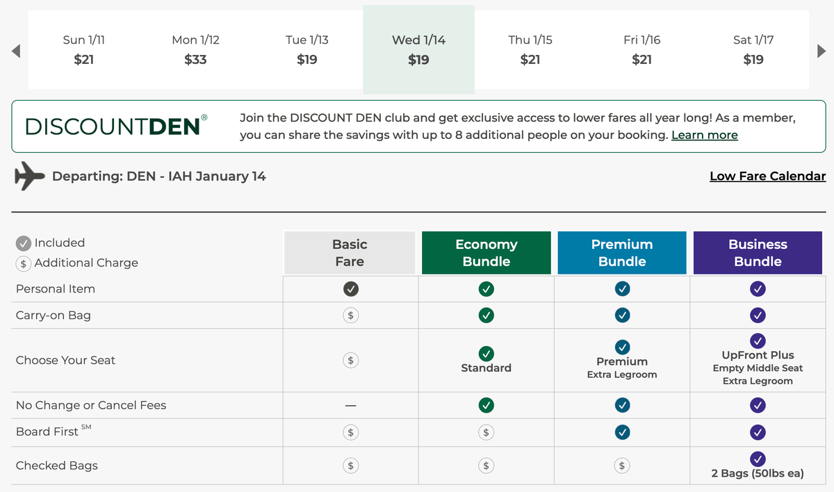 Frontier Airlines DEN IAH Black Friday fare
