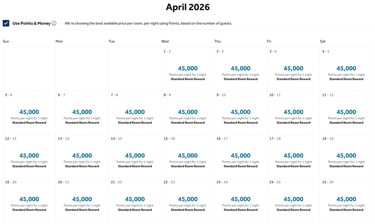 Hilton Addis Ababa points rate 1