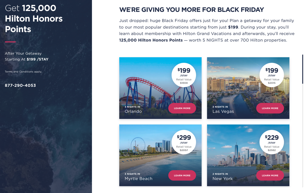 Hilton timeshare offer November 2025 125k