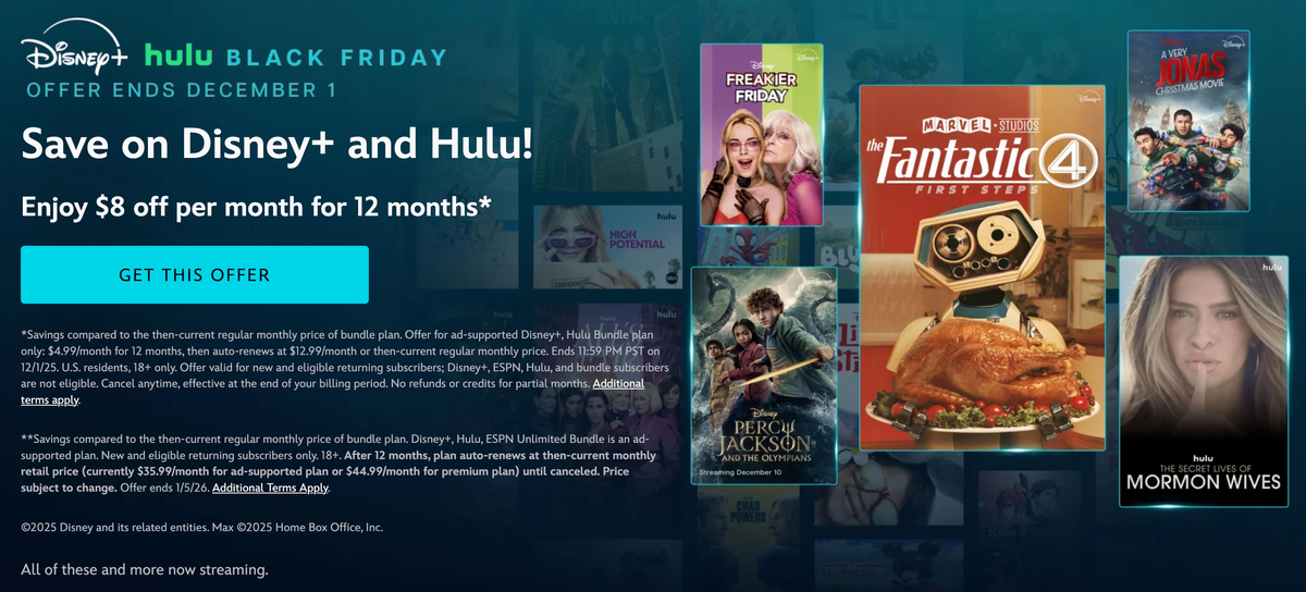 Hulu 4.99 deal Black Friday 2025