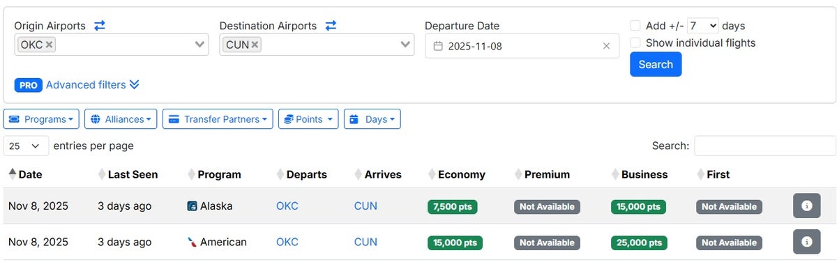 Google Flights UA Greenland Inaugural Flights OKC to CUN Seats Aero