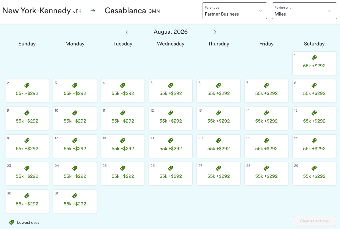 JFK CMN business availability Alaska Atmos JFK CMN business availability Alaska Atmos