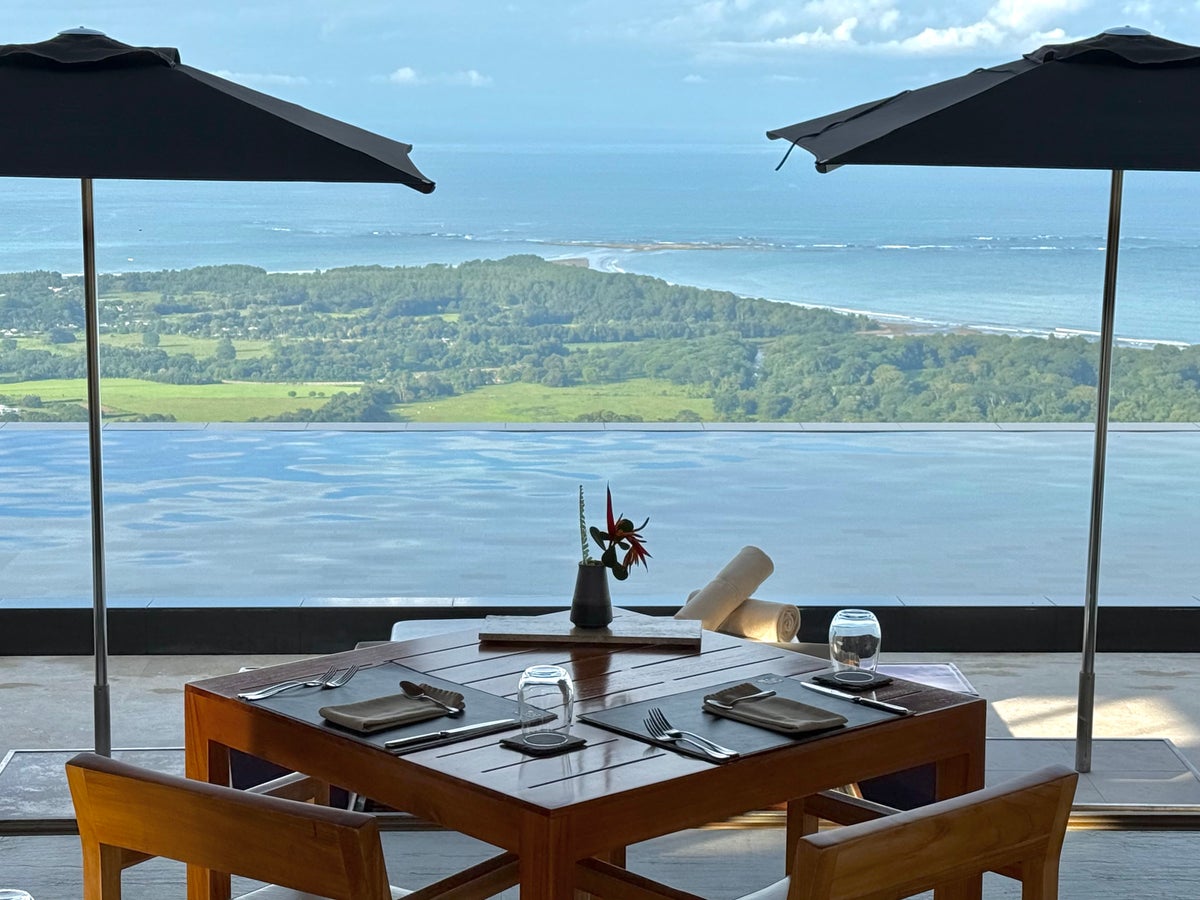 Kura Boutique Costa Rica breakfast view with inifinty pool and whale tail
