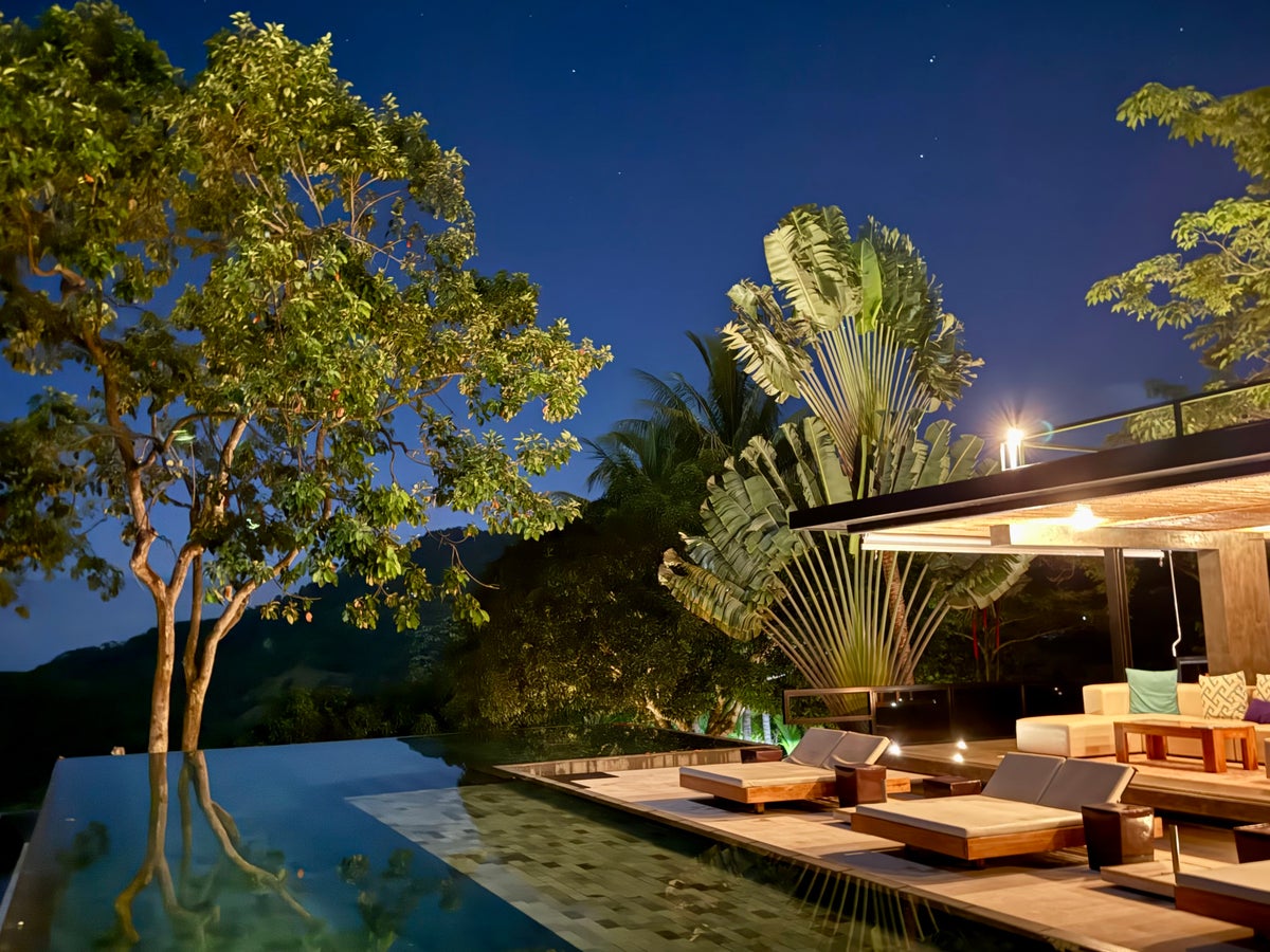 Kura Boutique Costa Rica pool by night