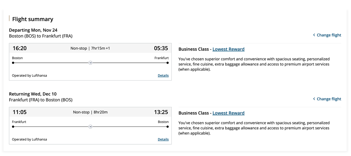 Lufthansa Award Flight from Boston to Frankfurt on Air Canada