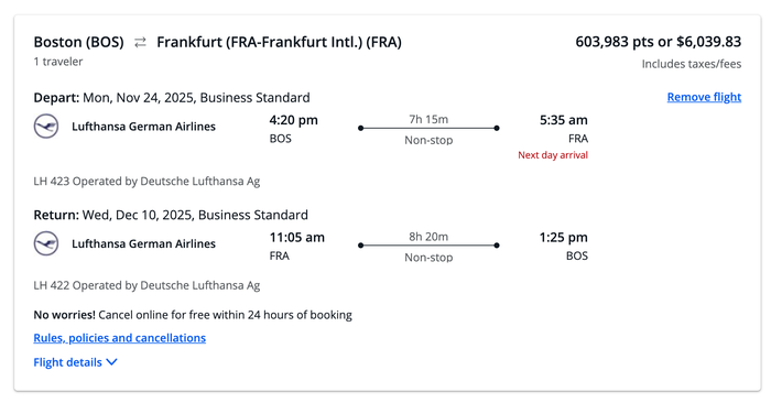 Lufthansa Flight from Boston to Frankfurt on Chase Travel Lufthansa Flight from Boston to Frankfurt on Chase Travel