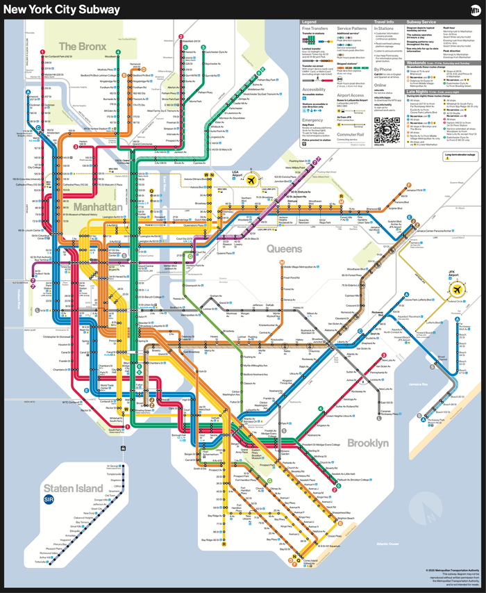 NYC subway map 2025 New York City subway map 2025