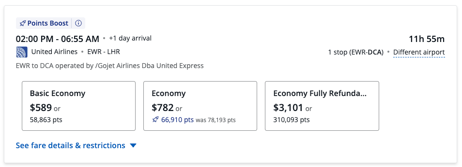 Newark to London Points Boost Rates