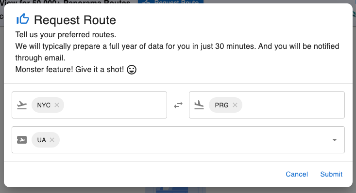 Requesting a Route in AwardTool