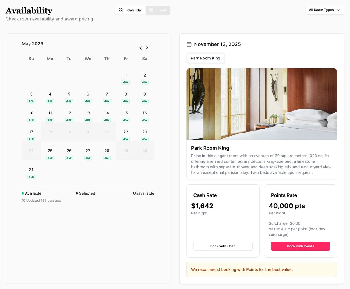 Roame Hotel Award Search tool