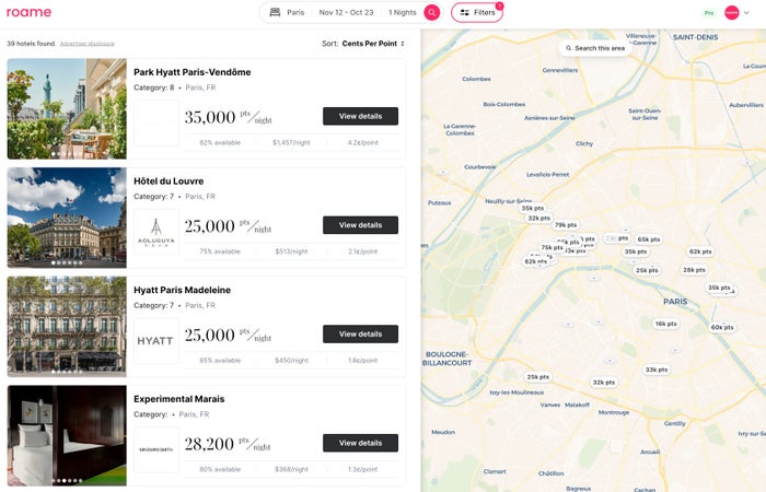 Roame Hotels List and Map Feature Roame Hotels List and Map Feature
