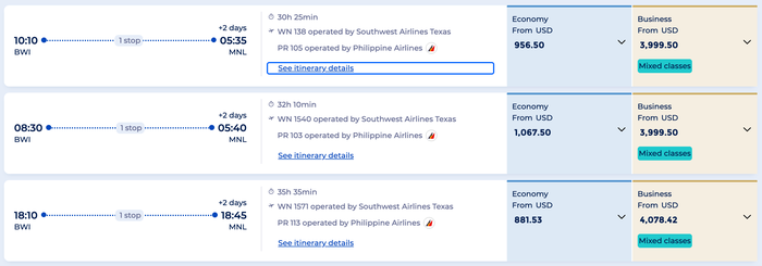 Screenshot 2025 11 05 at 11.21.30 AM Philippine Airlines Southwest